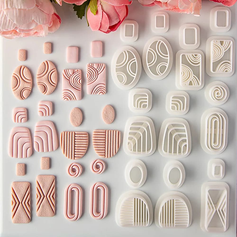 Frese per argilla polimerica a specchio geometrico creativo Design della linea Orecchini pendenti in argilla Ciondolo per gioielli Taglio Die Strumenti per argilla ceramica