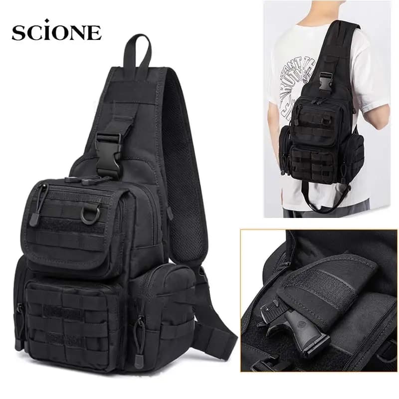 Tactical Chest Sling Bag Hunting Holster Backpack Outdoor Camping Hiking Molle Pouch Climbing Fishing Bag XA291+A