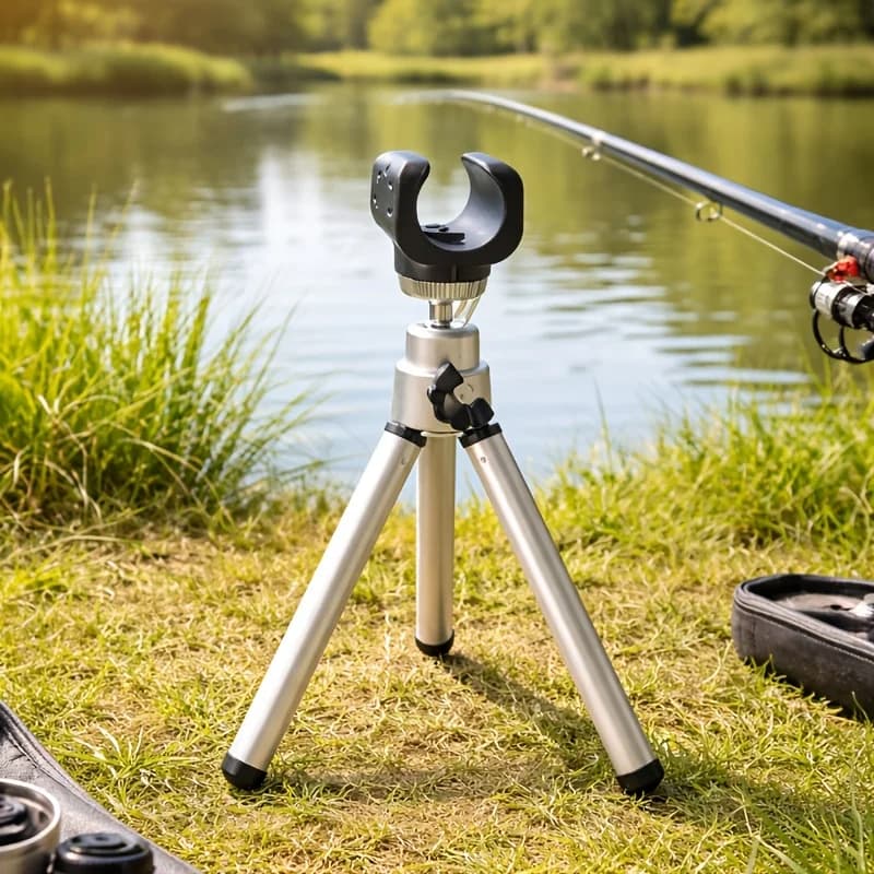 Supporto per treppiede da pesca portatile 1PC - supporto da pesca regolabile in lega di alluminio, supporto per torcia da pesca notturna, attrezzatura da pesca.