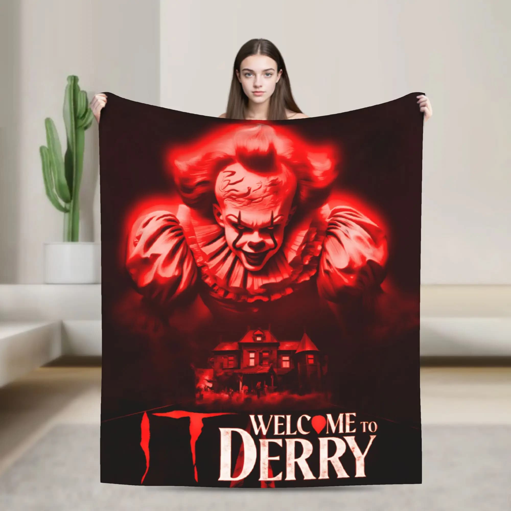 IT Welcome To The Derry 2025 Coperta calda e morbida Coperta da picnic in peluche Modello Soggiorno Copriletto in flanella Copridivano
