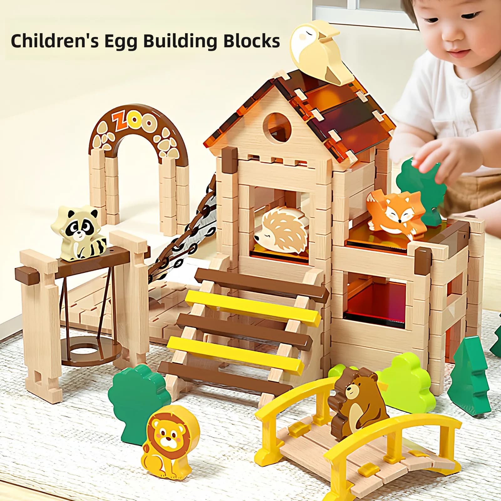 Blocchi Magnetici in Legno per Puzzle, Giocattoli Educativi per Bambini, Modelli Architettonici da Assemblare