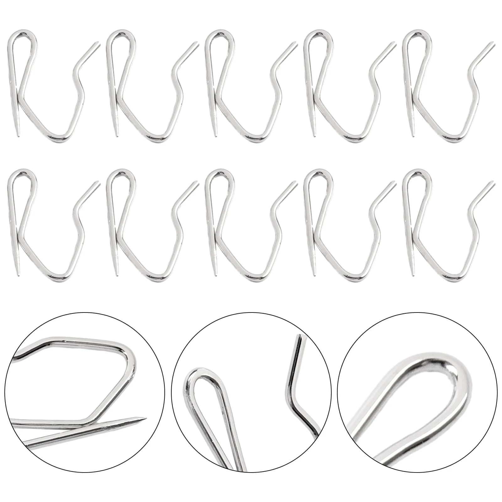 10/20/50pcs Urtain Hook Metal Pin S Hook Curtain Hook Shower Curtain Hanging Hook Home Curtain Hardware Accessories