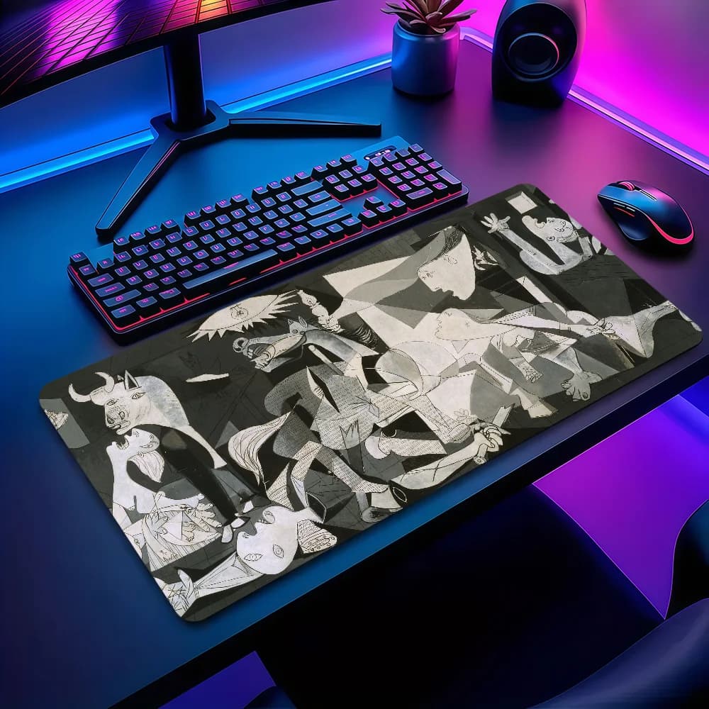 Tappetino per mouse Art P-Pablo P-Picasso alla moda, antiscivolo, ispessito, grande, con bordo cucito, per ufficio, studenti e gaming