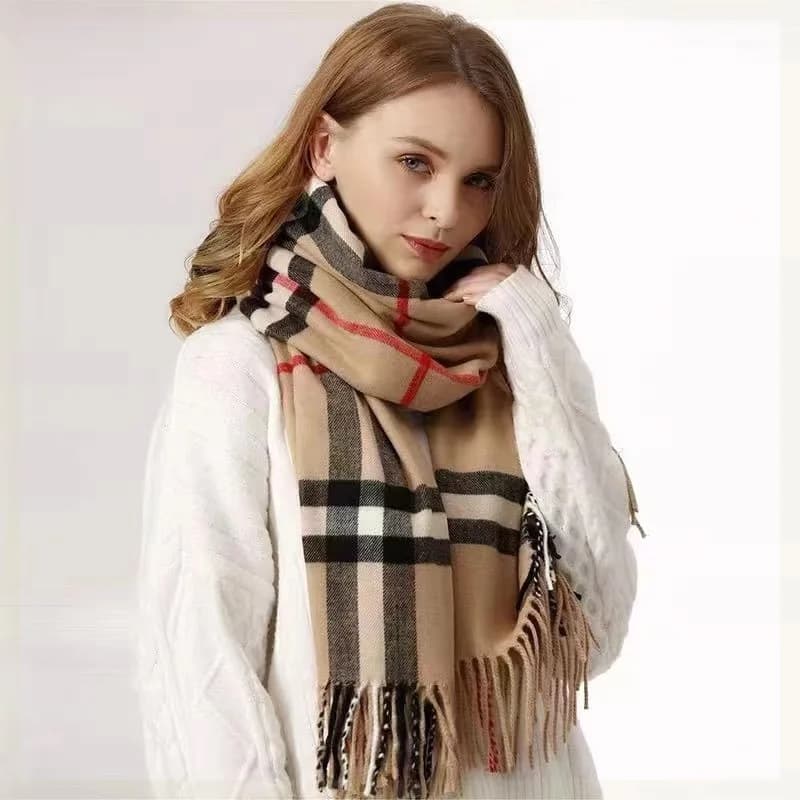 Sciarpa scozzese BABA autunnale e invernale da donna, calda sciarpa invernale elegante e versatile con motivo a quadretti in stile coreano.
