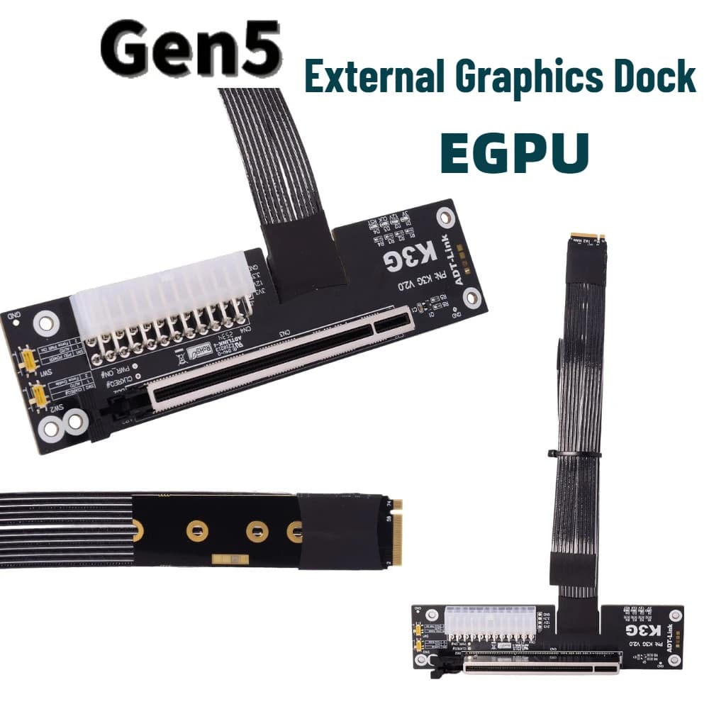 Cavo Adattatore eGPU K43SG 5.0 M2 NVMe Key M a PCI-E 5.0 X16 - Docking Station Esterna per Scheda Grafica di Notebook ITX/STX Gen5