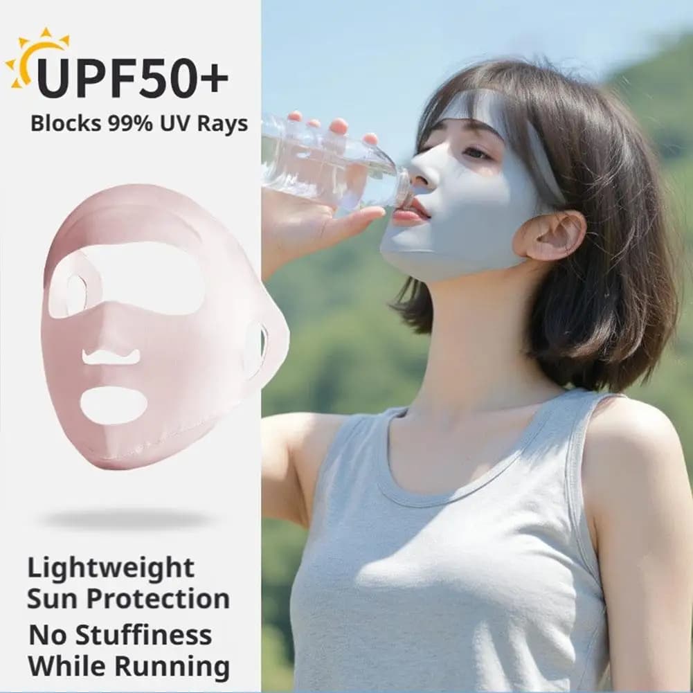 Maschera Traspirante Protettiva Solare Integrale da Donna in Seta Ghiaccio Anti-UV per Sport Estivi all'Aperto Corsa Ciclismo Copriviso Abbigliamento