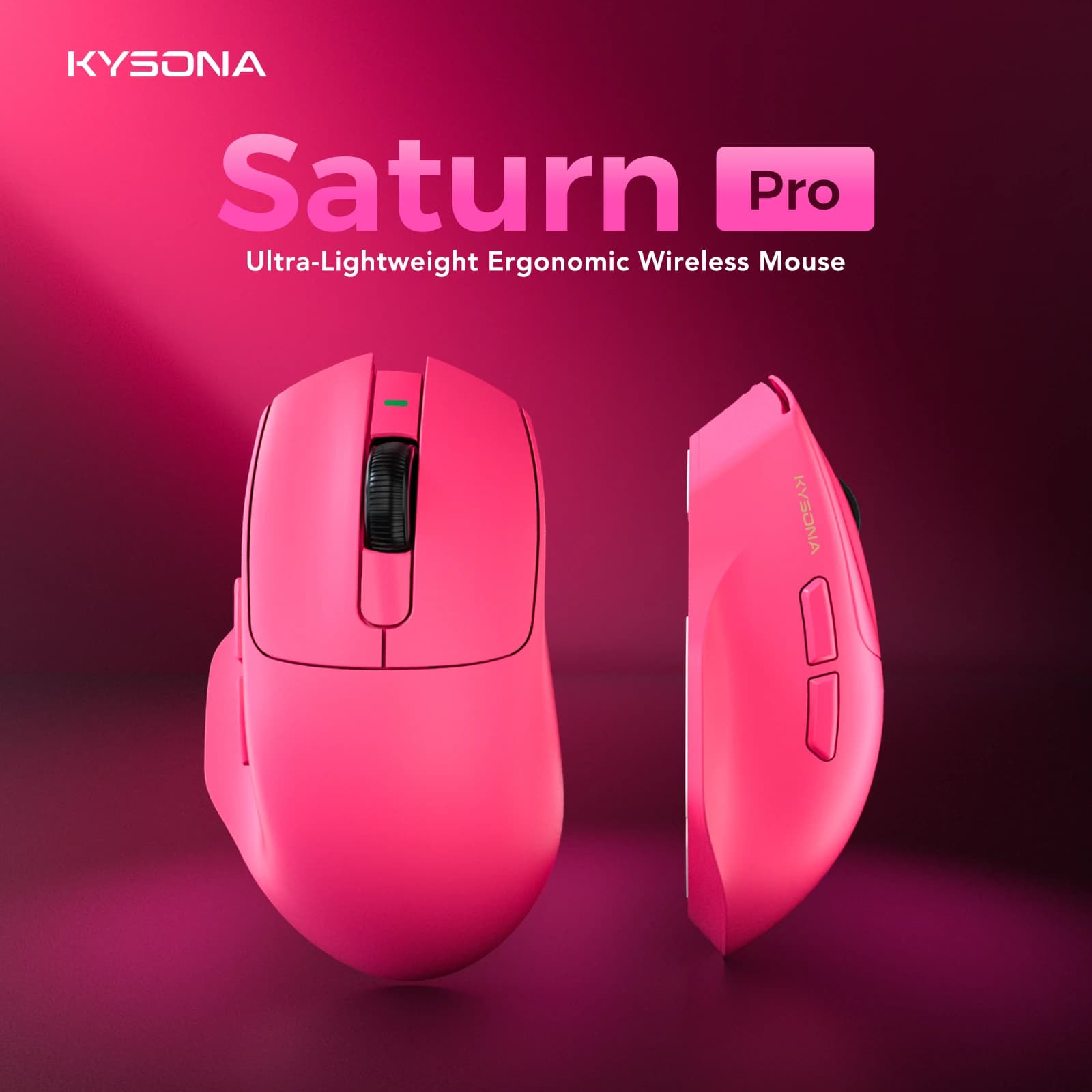 Mouse da gioco KYSONA Saturn Pro con sensore PAW3395, 58g di peso, BT 2.4G Tri-mode, frequenza di polling di 8000Hz, 26000DPI, wireless.