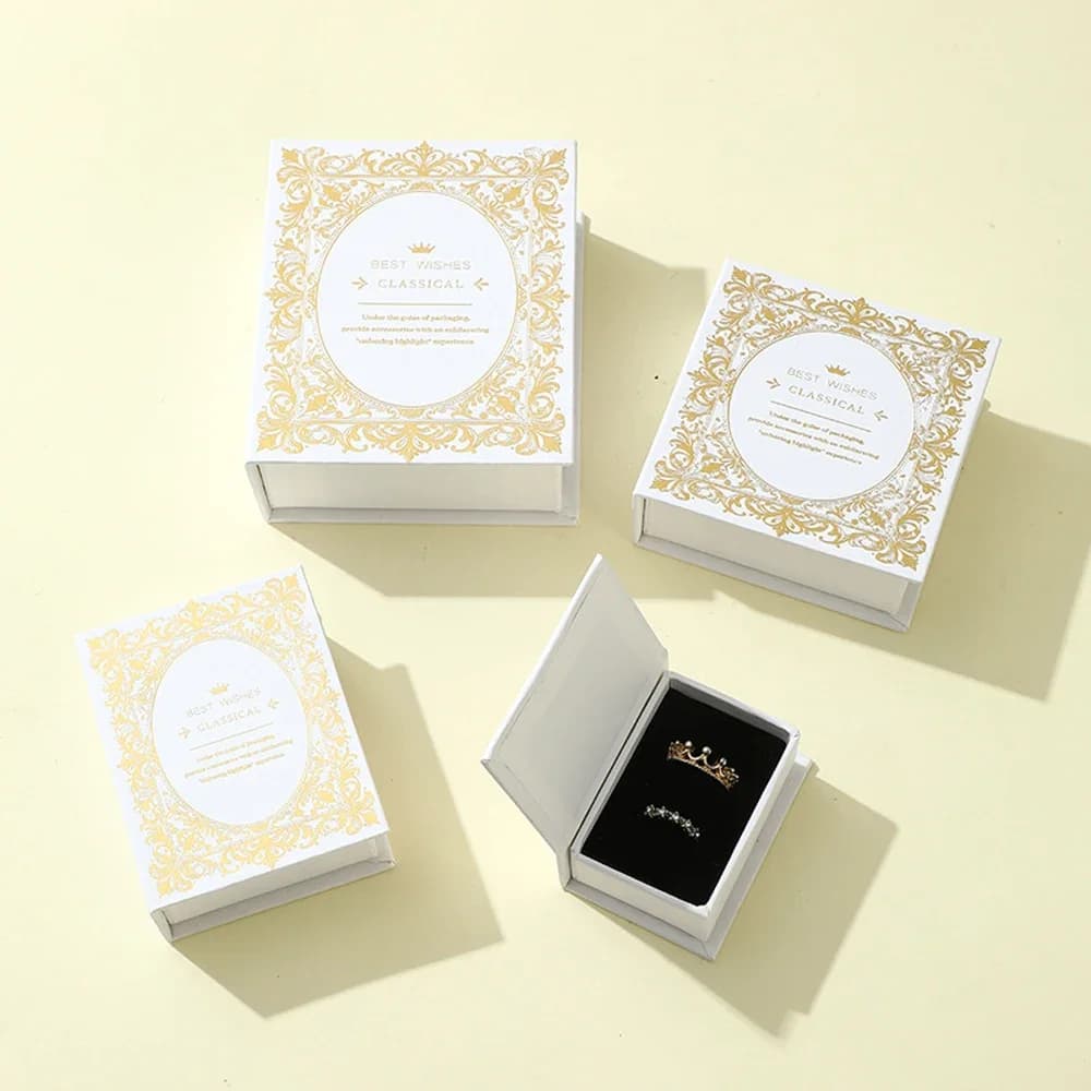 50 Pezzi Scatola Portagioie Personalizzabile con Logo, a Forma di Libro con Chiusura Magnetica, per Anelli, Ciondoli, Collane, Organizzatore per Fondotinta e Porta Spille
