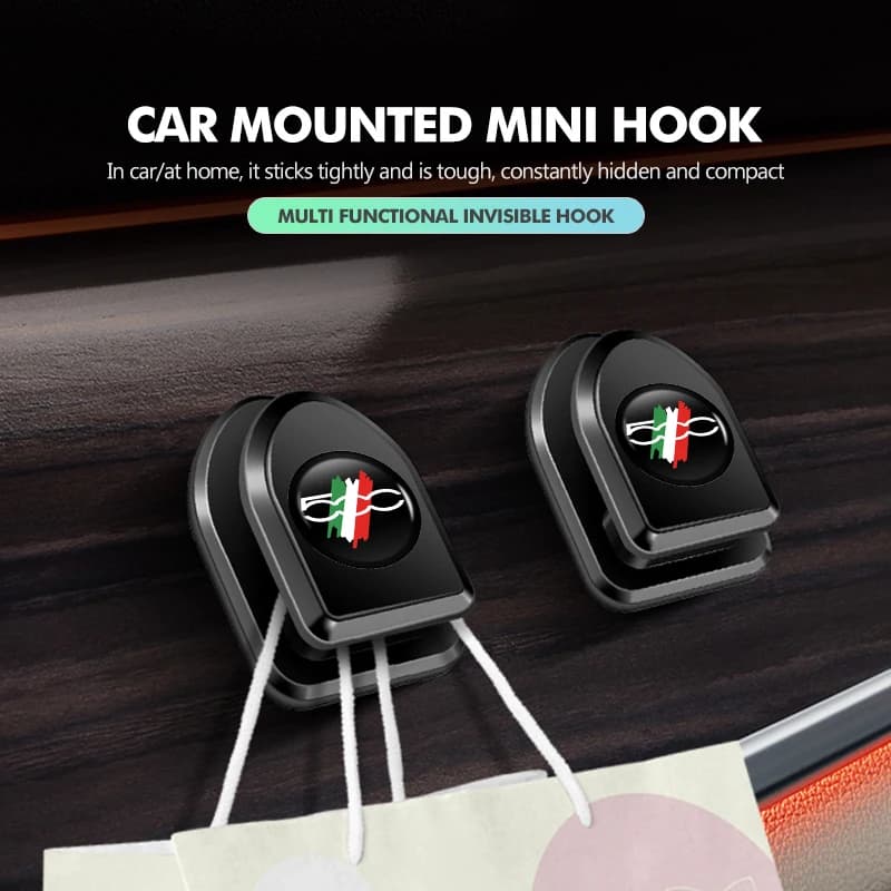 For Fiat Car Seat Back Hook Hanger Pouch Clothes Hanging Fastener Clip Abarth Abarth 124 Abarth 595 500X 500L