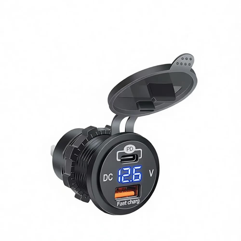 Dual USB Motorcycle Charger PD Fast Charge Adapter Waterproof Power Socket 12V 24V For Mobile Phone GPS Gaming Console