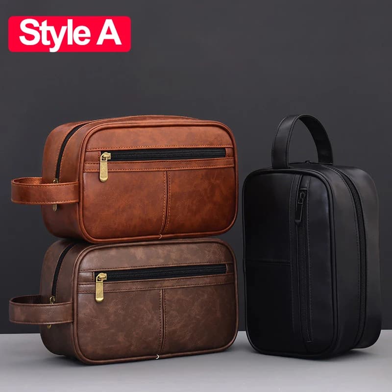Borsa da toilette da viaggio per uomo d'affari Borsa da toilette impermeabile in pelle PU per bagno Strumenti da barba Custodia per organizer Borsa per cosmetici Borsa da donna