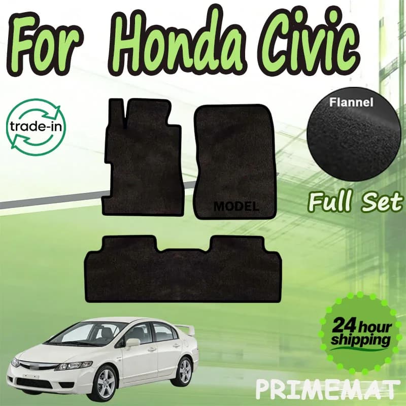 PRIMEMAT Flannel Car Mats for Honda Civic 8th Gen FA FD 2006~2011, carpets, panels, carpet covers, mat accessories.