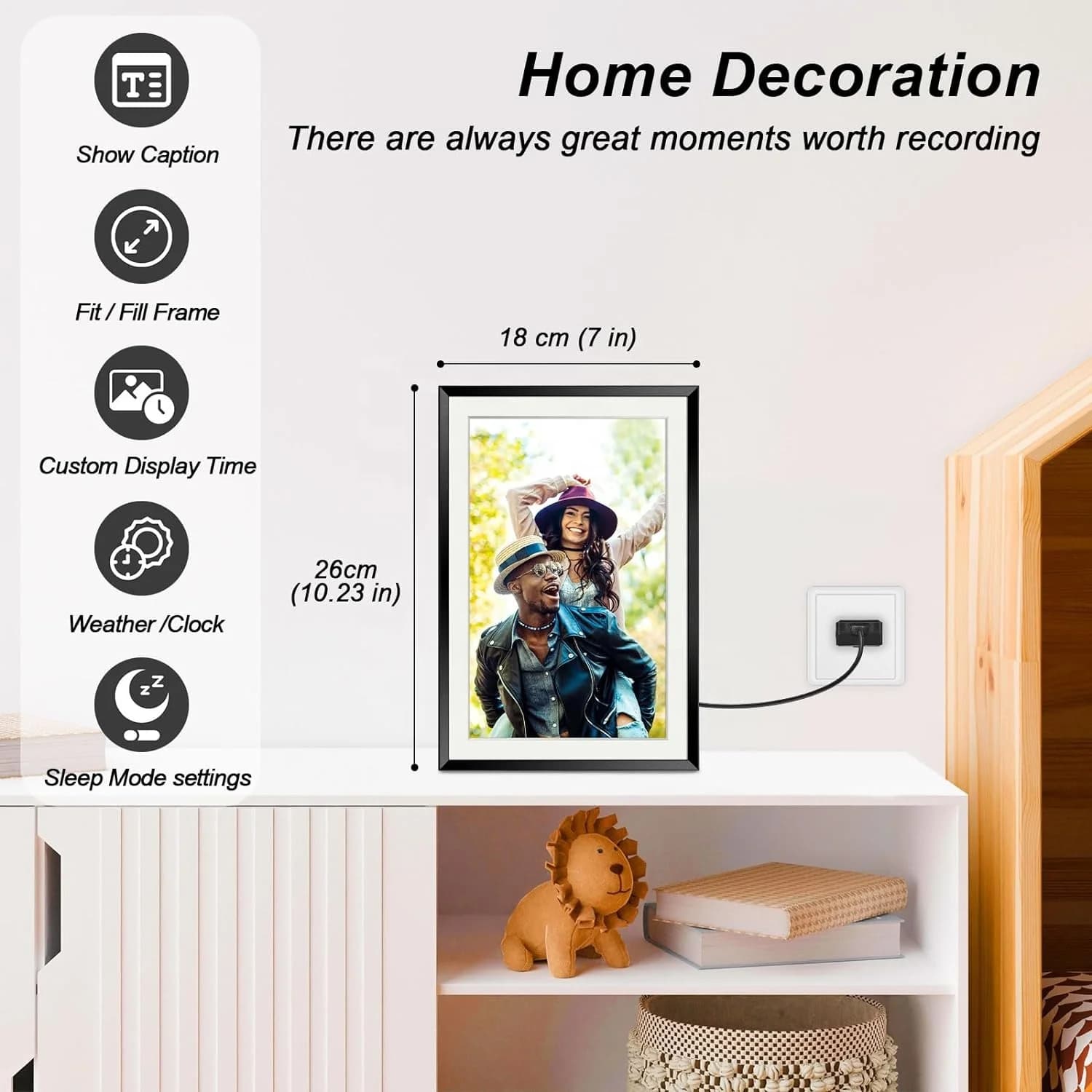 Frameo Digital Picture Frame with 32GB, 10.1 Inch Smart WiFi Digital Photo Frame Touch Screen, Upload Photos Video Via Free App