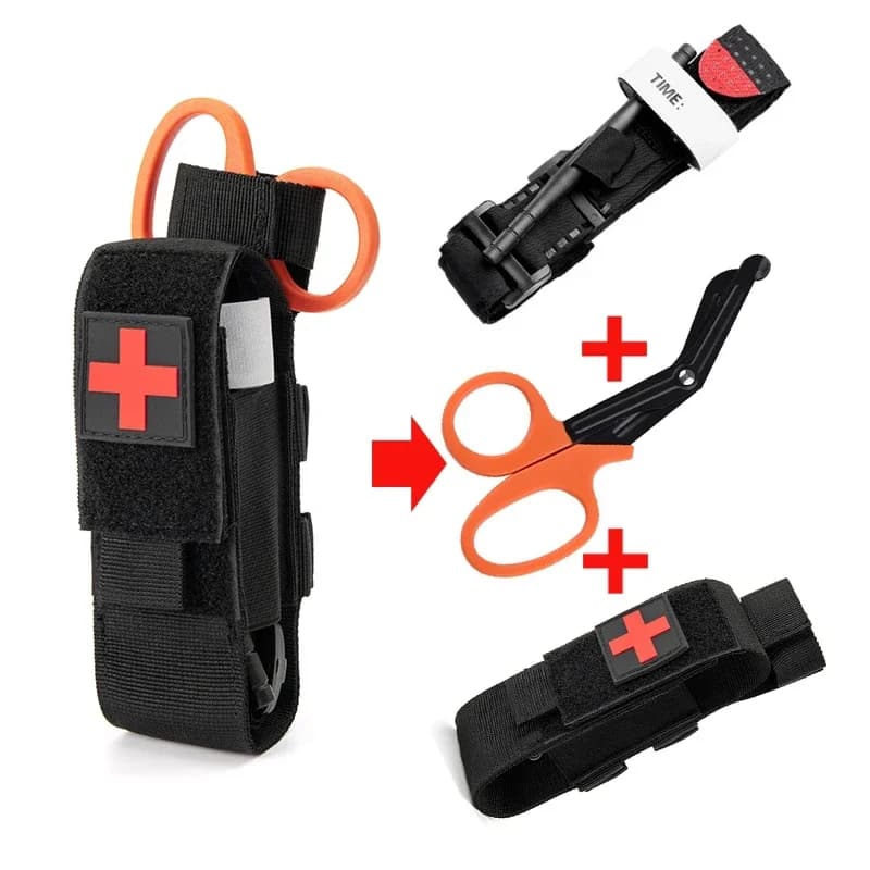 Kit di Pronto Soccorso per Gatti, Set di Accessori per Sopravvivenza con Laccio Emostatico, Forbici e Supporto Molle