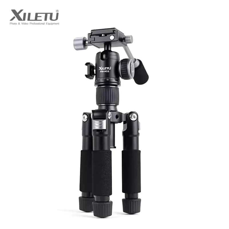 XILETU NUOVO FM5C2 Treppiede Portatile con Impugnatura a Gancio Freddo Rimovibile, Mini Treppiede da Tavolo per Fotocamera SLR, Smartphone, Selfie e Video
