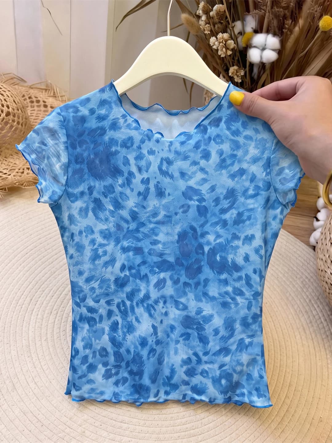 Trendy Leopard Print Short Sleeve T-Shirt Thin Summer Slimming Versatile Stylish Women's Top Korean Style Straight Cut Silk