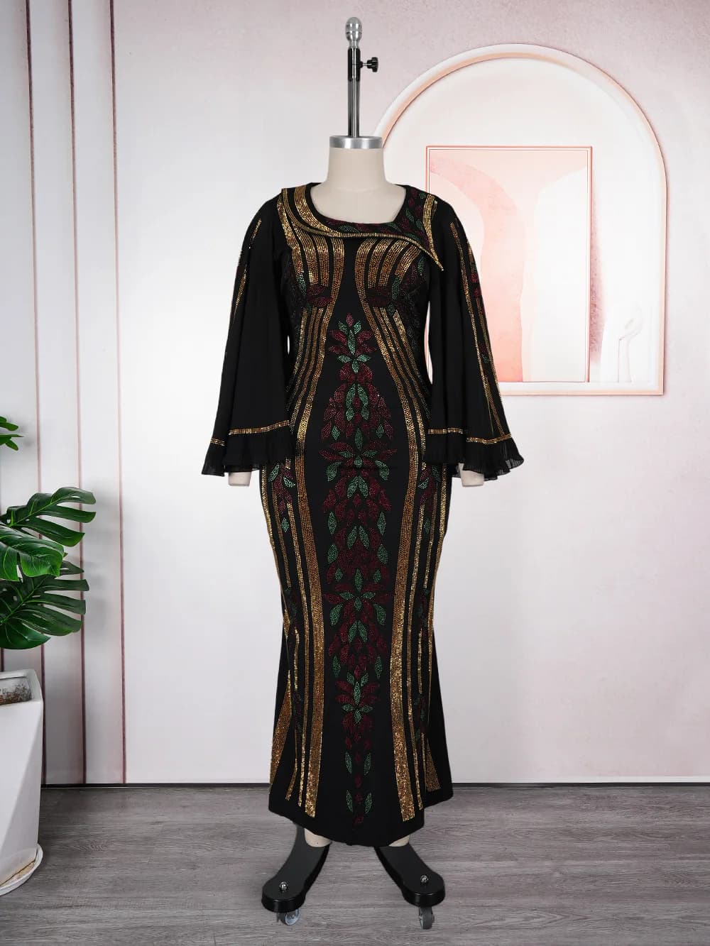 Eleganti Abiti Africani per Donne Taglie Forti, Vestito Lungo da Sera con Paillettes, Outfit Dashiki Ankara Turchia, Abbigliamento Africano