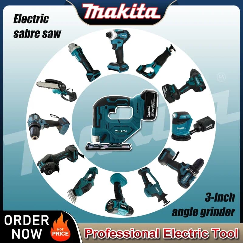 Makita Multifunctional Power Tools:3-inch Angle Grinder,Laser Rangefinder,Impact Drill Bit,Digital Display Electric Heat Gun