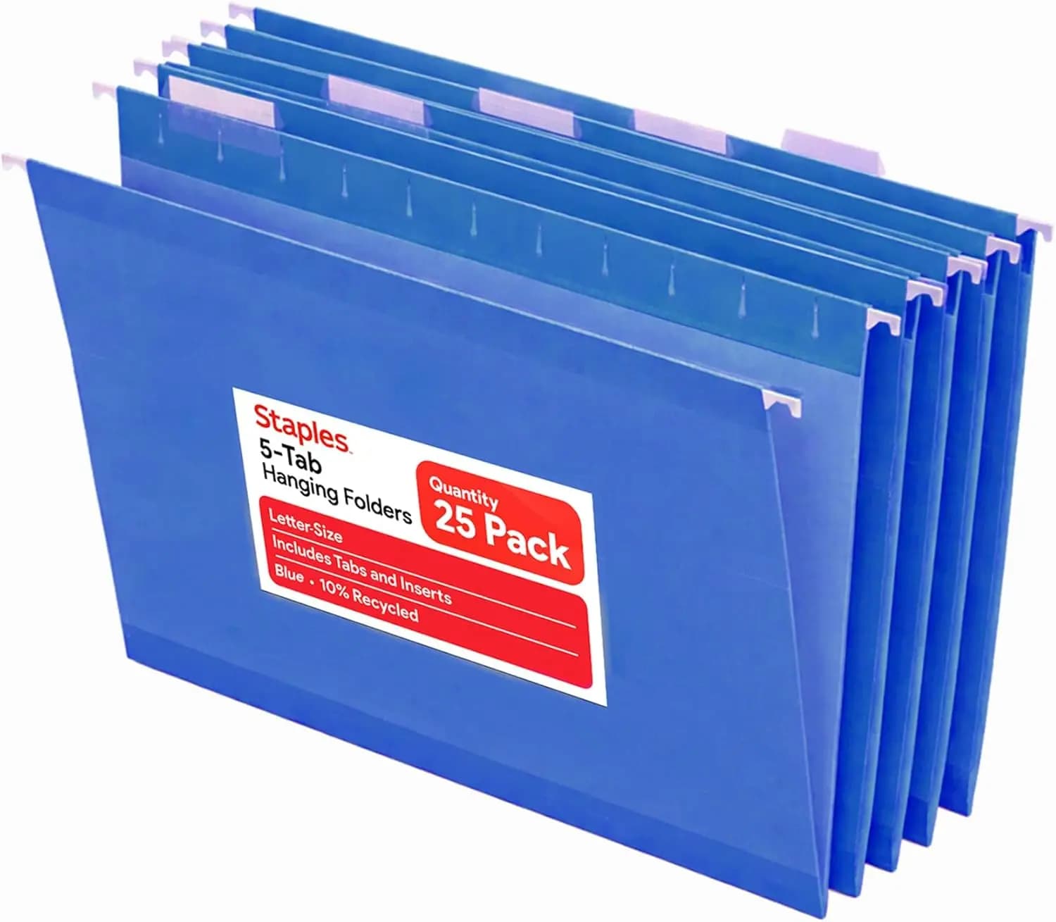 Cartelle Sospese Formato Lettera Blu con 5 Linguette e Inserti, Confezione da 25 per Archiviazione Ufficio