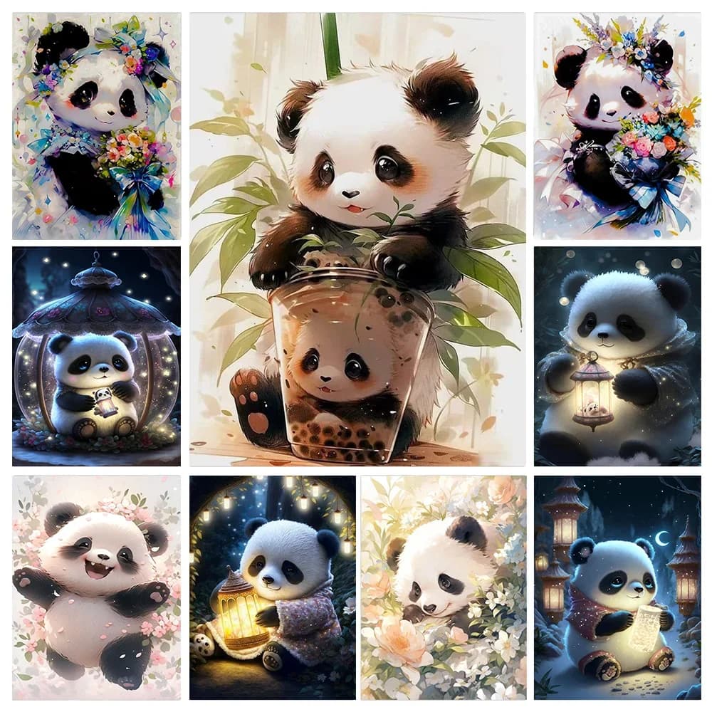Simpatico panda pittura diamante tesoro nazionale cinese strass mosaico punto croce kit cartone animato animale ricamo decorazioni per la casa