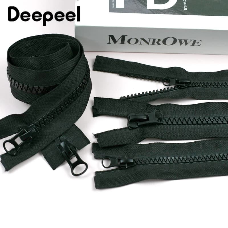 5 # 8 # Cerniere in resina a cursore singolo/doppio per cucito, lunghezza 60-300 cm, cerniere a fondo aperto, kit di riparazione e accessori per chiusure a zip