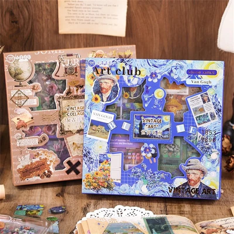 Confezione regalo di adesivi in PET retrò alla moda da 100 pezzi Decorazione creativa Diario spazzatura fai da te Materiale per scrapbooking Regalo di festival per bambini
