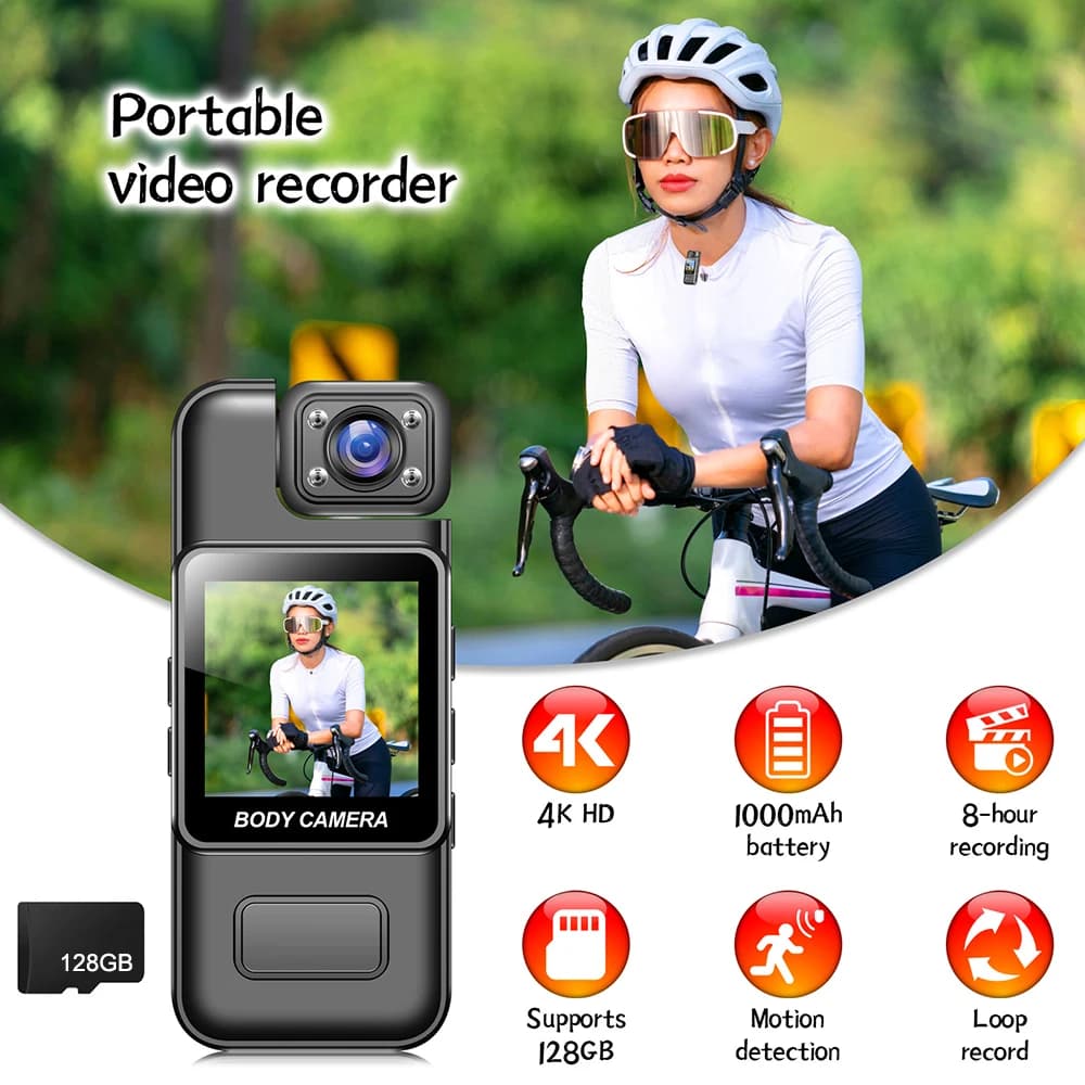 Nuovo 4K 1080P HD WiFi Mini telecamera Videoregistratore digitale portatile Polizia/Bici Body Cam Visione notturna IR Sport DV Piccola videocamera
