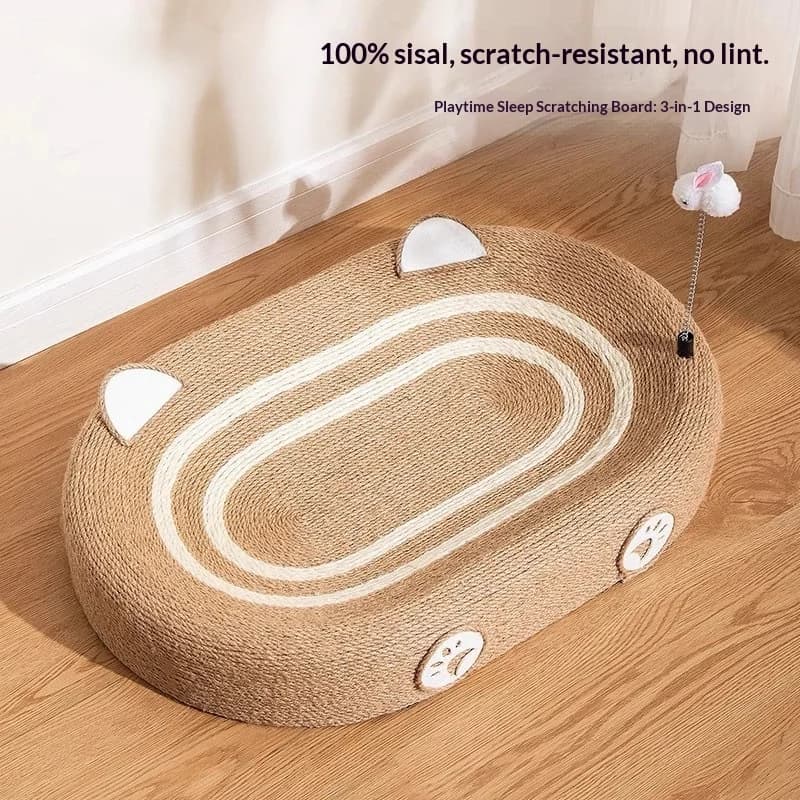 Cuccia Tiragraffi Rotonda Extra Large in Sisal, Resistente, Anti-Perdita di Fibre, con Nido Integrato, Resistente ai Graffi, Struttura per Arrampicata e Scaffale per Gatti