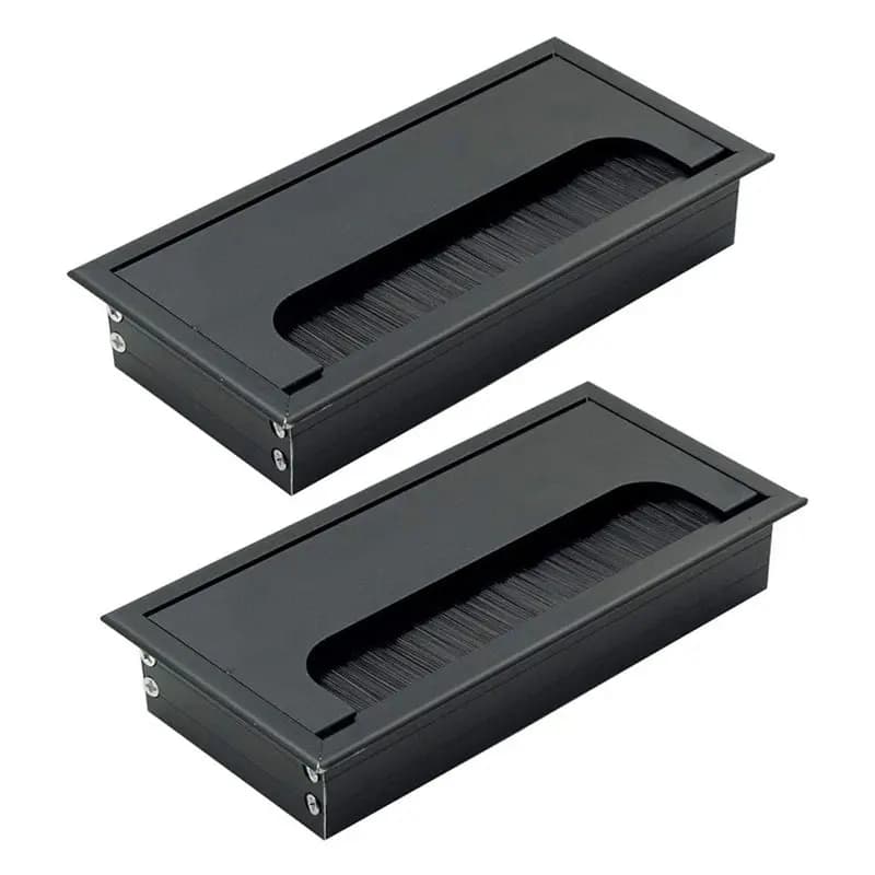 B84B-Rectangular Cable Grommet Copertura per foro per cavi in metallo per gestione cavi da scrivania, 160 mm x 80 mm - Confezione da 2