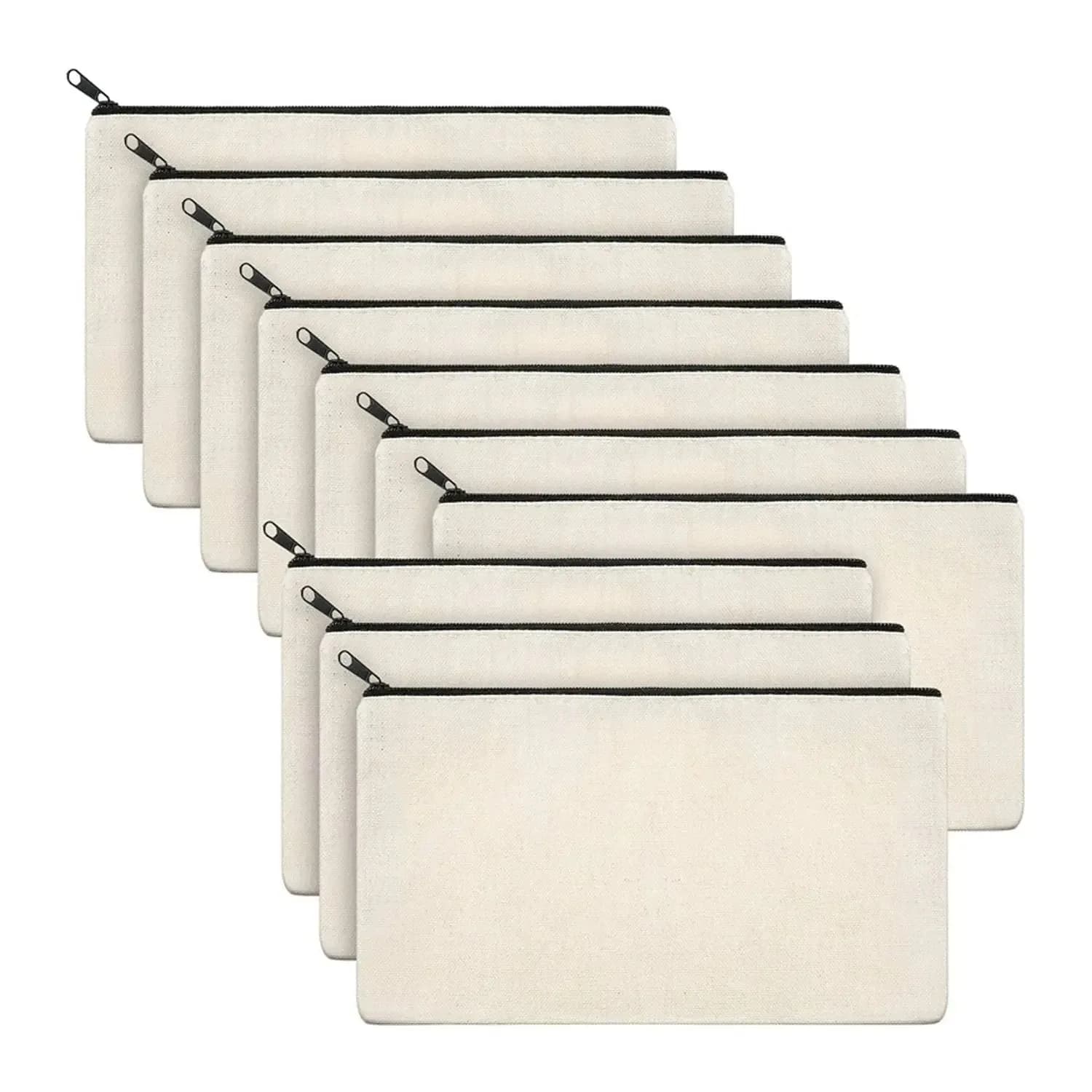 10 pezzi borsa artigianale vuota fai da te astuccio in tela borse per trucco - astuccio per matite borsa per cosmetici borsa da toilette da viaggio multiuso borsa con cerniera