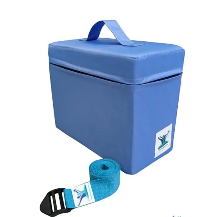 Set Blocco di Schiuma Piccolo per Postura e Cinghia/Cintura Aqua per Yoga e Terapia - Blocco Migliorato con Maniglia Pratica - Edizione Record-Breaking