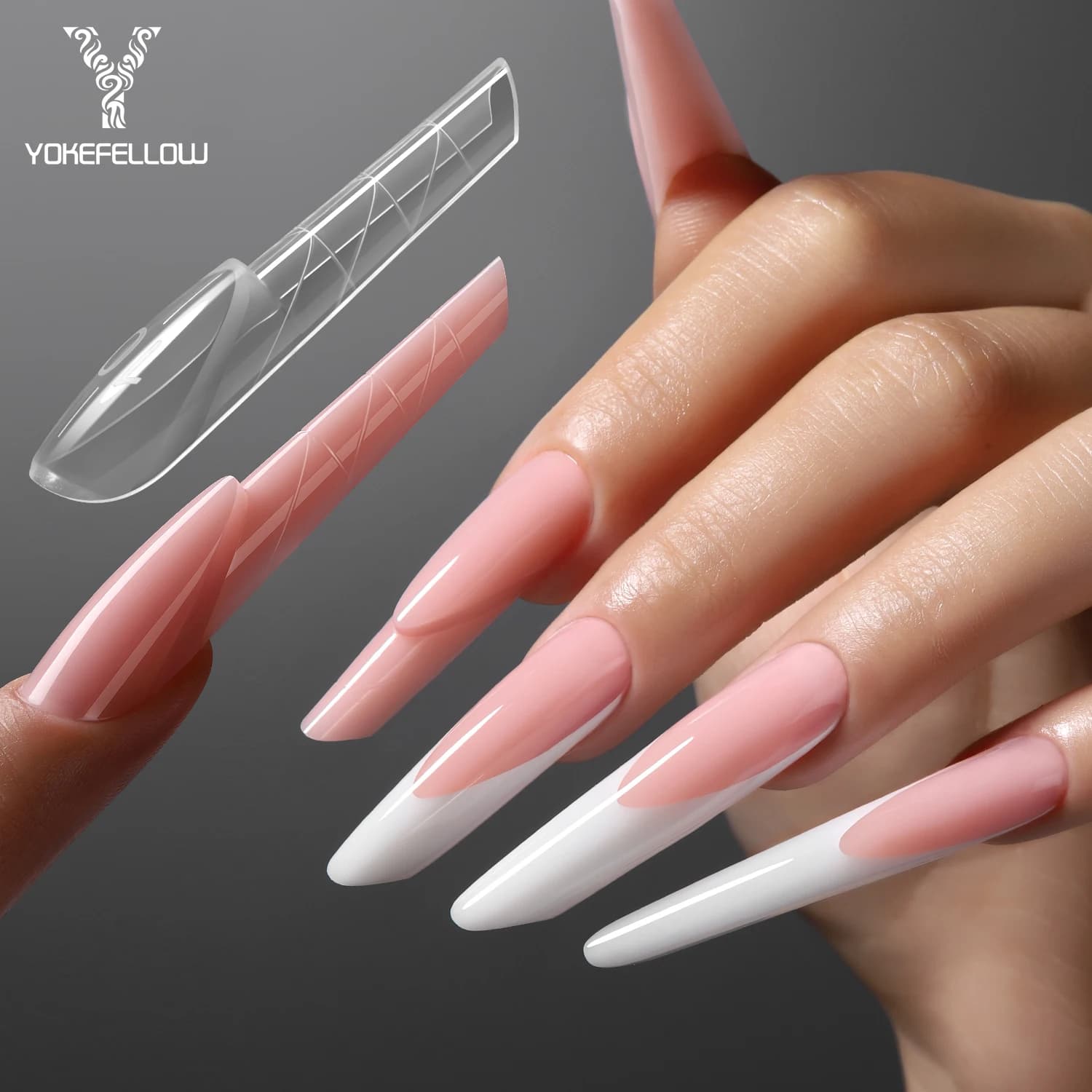 YOKEFELLOW ImMaster 3D Reverse French Dual Form 150 pz. Magic Caps Zone French Almond Nail Dual Form per Gel Ricostruzione Unghie IM113
