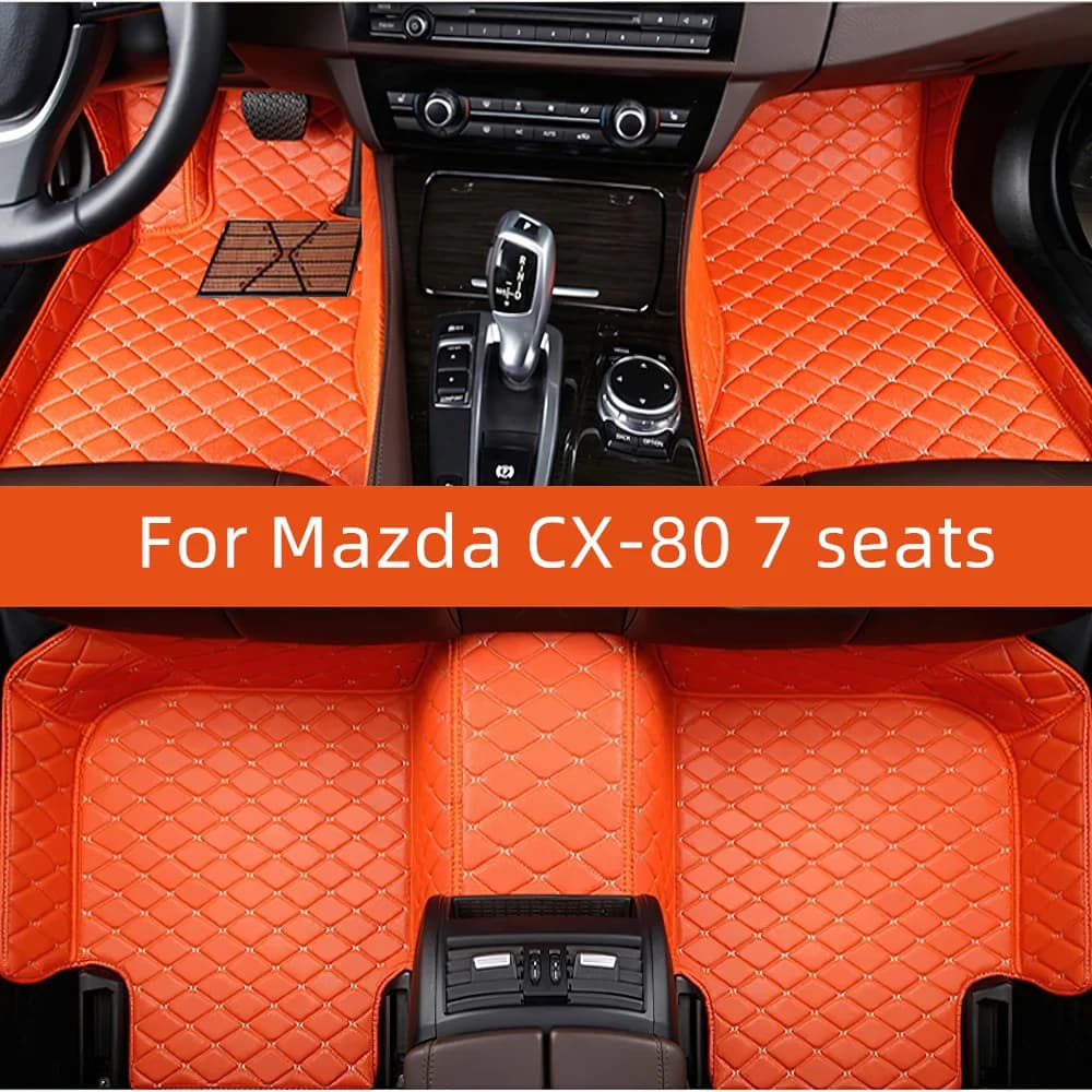 Tappetino per auto in pelle personalizzato per Mazda CX-80 7 posti 2024 2025 2026 2027 Tappetino per auto Accessori interni