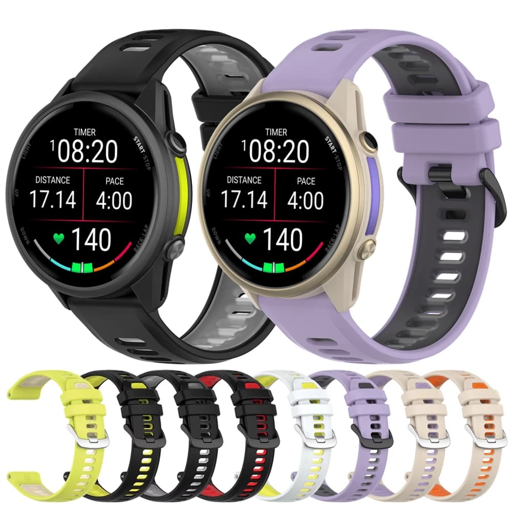 Cinturino sportivo bicolore per Garmin Forerunner 970 570 47mm 265 255 Musica 965 955 Venu 3 2 Cinturino in silicone originale Run 22mm cinturino