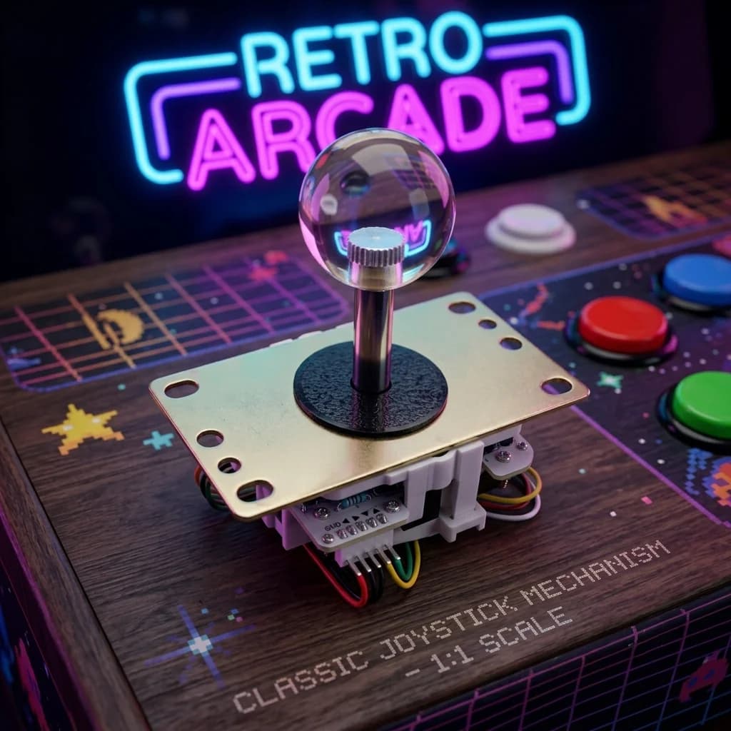 5-Pin Arcade Fighting Joystick with Crystal Ball Top | Zero-Delay Arcade Stick Replacement for DIY Cabinets & Fighting Games (5-