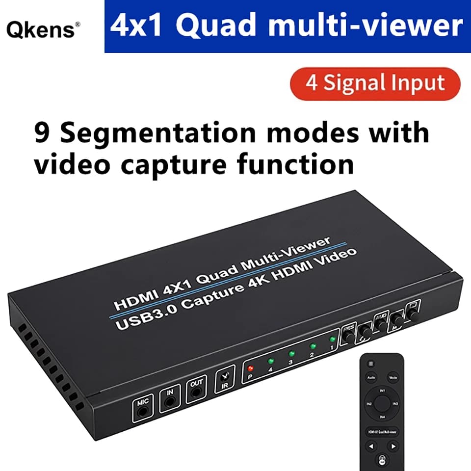Scheda di acquisizione video da HDMI a USB 3.0 1080P per fotocamera PC portatile Registrazione in streaming live con multiviewer HDMI 4K 4x1 Switch Seamleass