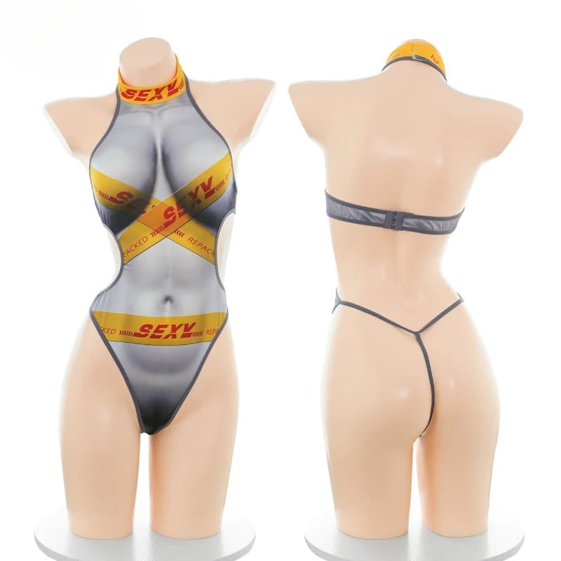 Nastro da imballaggio imitazione sexy Body da donna Costume cosplay Stampa del corpo umano Biancheria intima Abbigliamento da notte Abiti da gioco di ruolo Lingerie