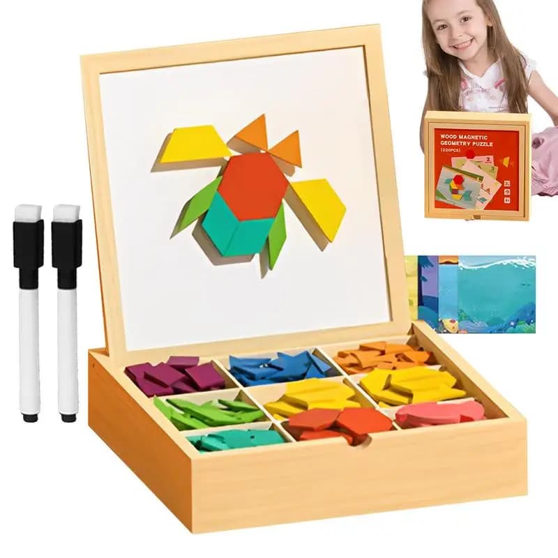 Blocchi magnetici Puzzle a forma di legno Cubi geometrici Gioco educativo sicuro per ragazzi Bambini Compleanno Viaggio a casa