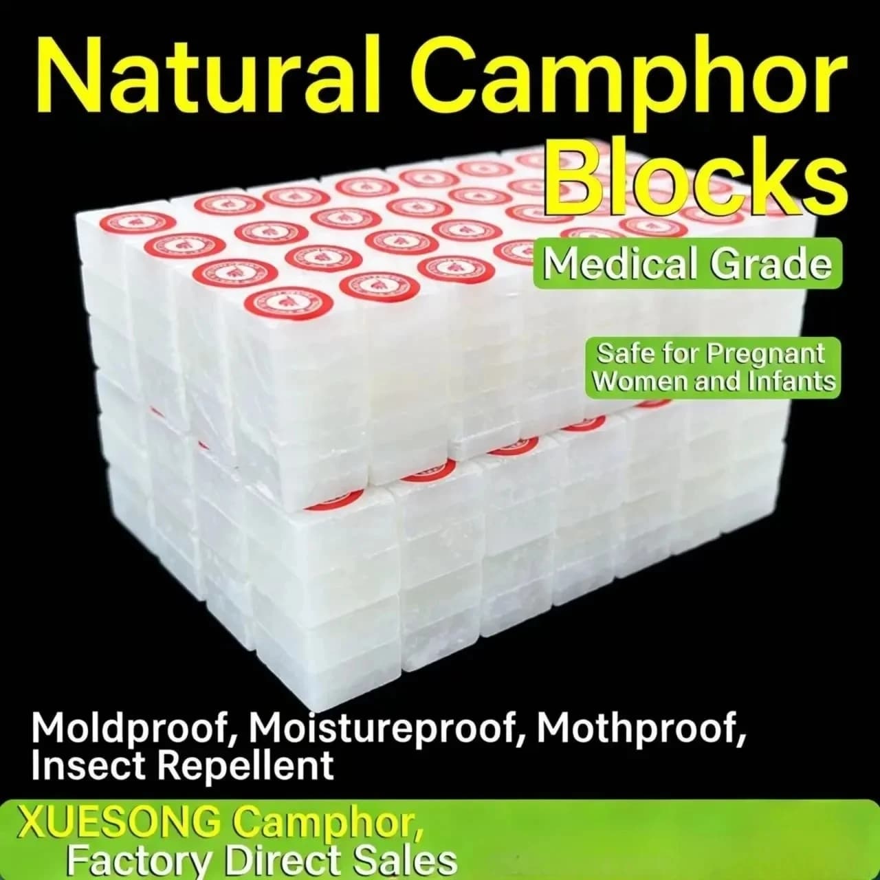 Compresse e Blocchi di Canfora Naturale Raffinata per Aromaterapia, Puja, Eliminazione degli Odori, Prevenzione della Ruggine su Oggetti in Argento e Utensili