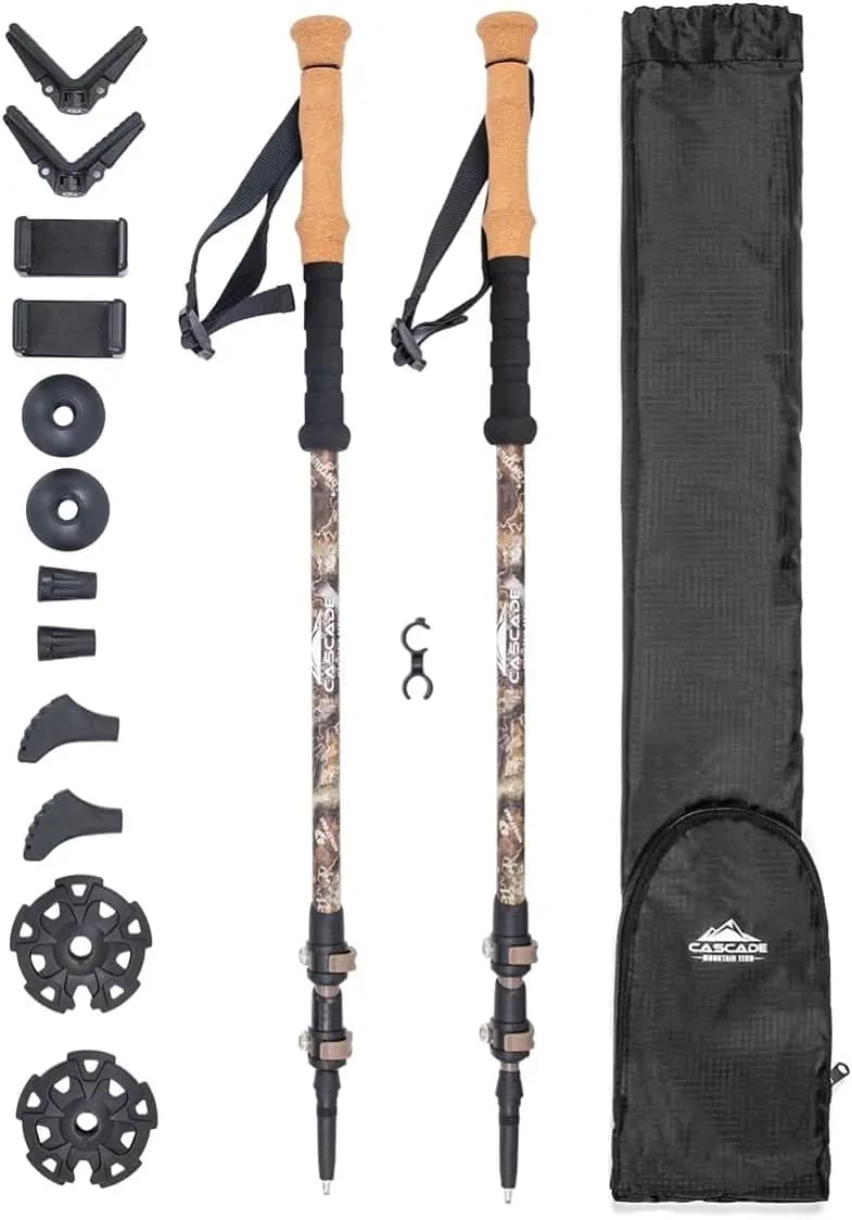 Carbon Fiber Trekking Sticks with Camera Support - Lightweight and Adjustable Sticks for Hiking and Photography