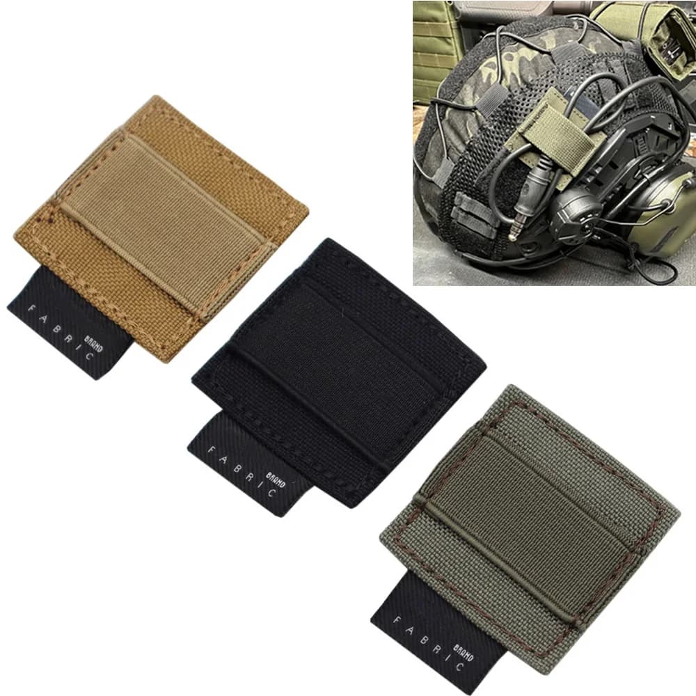 2 pezzi accessori tattici attrezzatura casco auricolare walkie talkie cavo filo gancio anello adesivo supporto organizzatore di archiviazione elastico