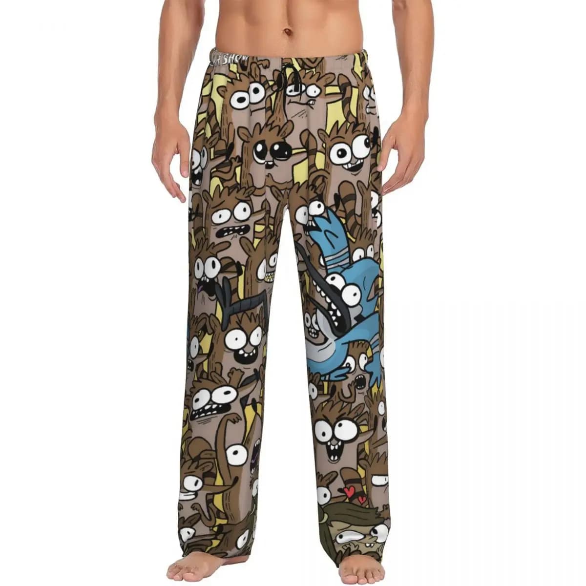 Personalized men's pajamas pants R-Regular Show Print Funny cartoons Night pants for sleeping with pockets