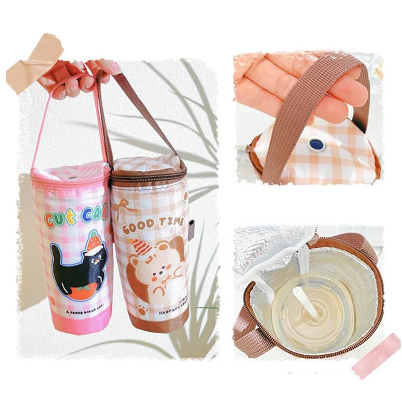 Eco-Friendly Insulated Milk Tea Tote Bag Portable Heat Preservation Tumbler Cup Cover Carrying Handbag Tumbler Cup Accessories