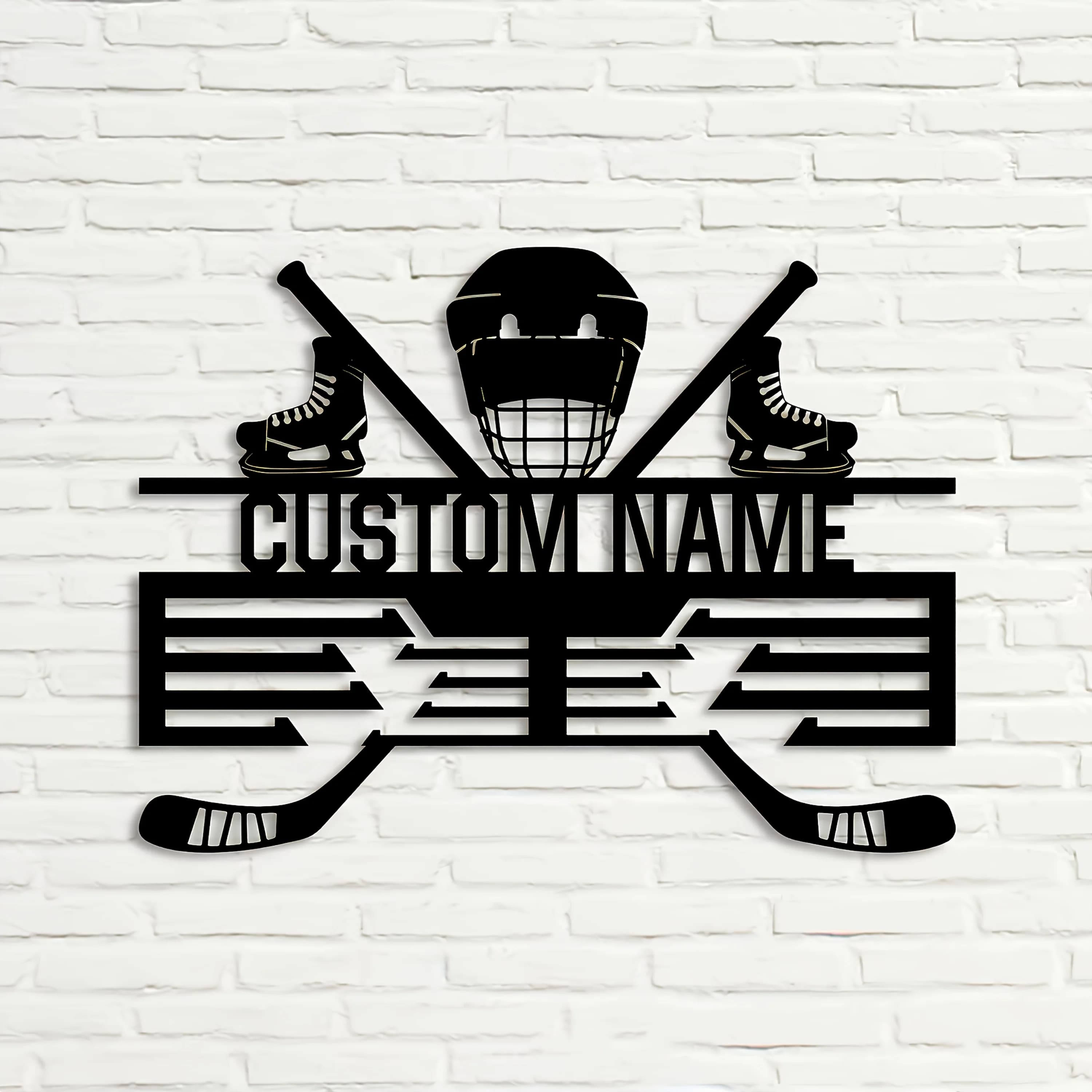 Gancio per medaglie da hockey su ghiaccio personalizzato - Decorazione da parete personalizzata con design a 12 barre orizzontali, decorazione per la casa resistente in stile classico