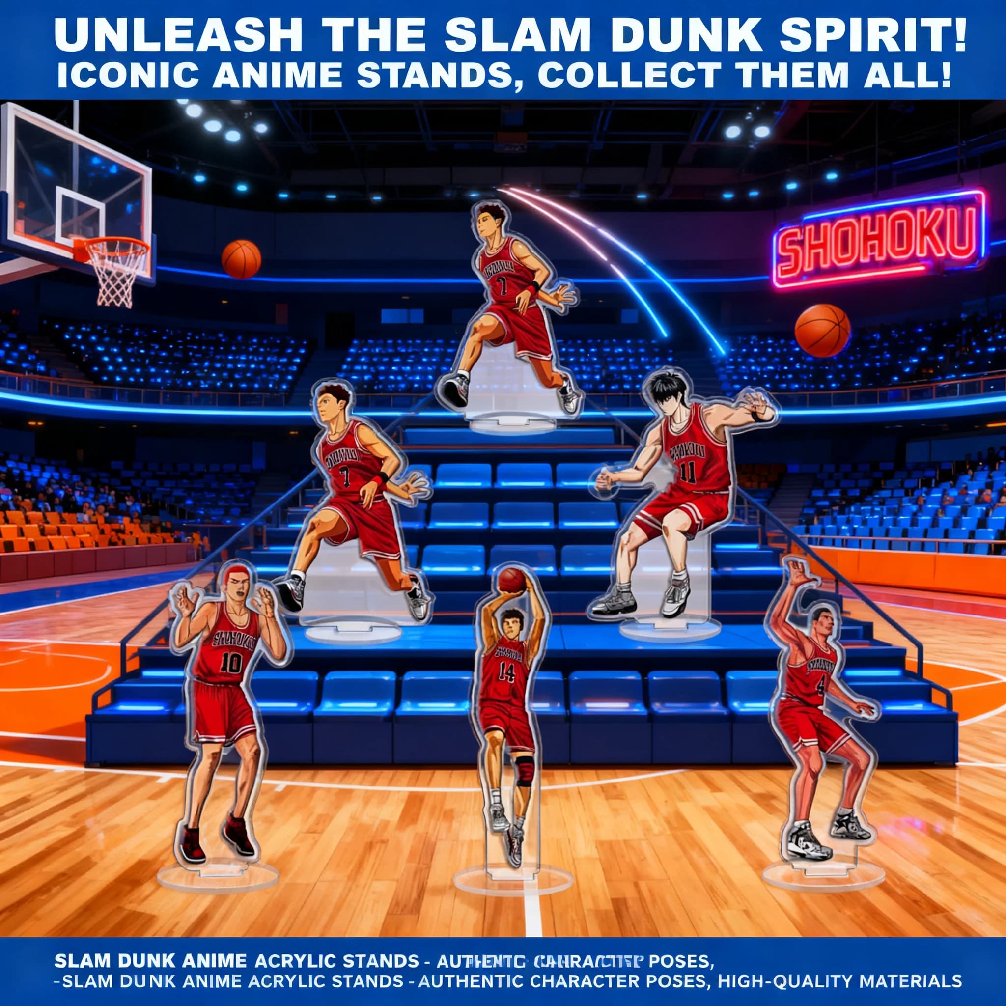 Statuetta in Acrilico Slam Dunk, Hanamichi Sakuragi, Kaede Rukawa, Takenori Akagi, Portachiavi per Zaino, Pronta Consegna, Dropshipping