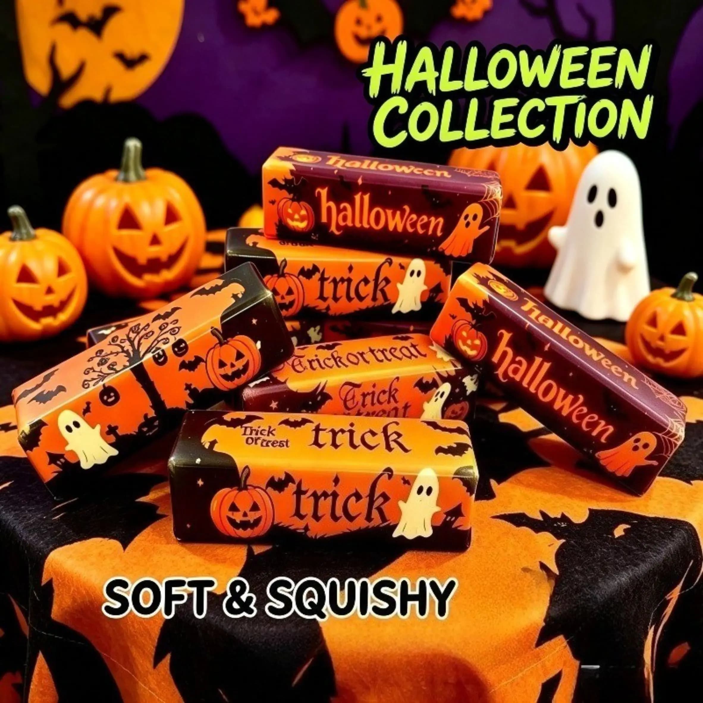 Halloween Butter Squishy Toy Slow Rising Soft Squeeze Toy Pumpkin Ghost Stress Relief Sensory Fidget Toy for Kids Adults