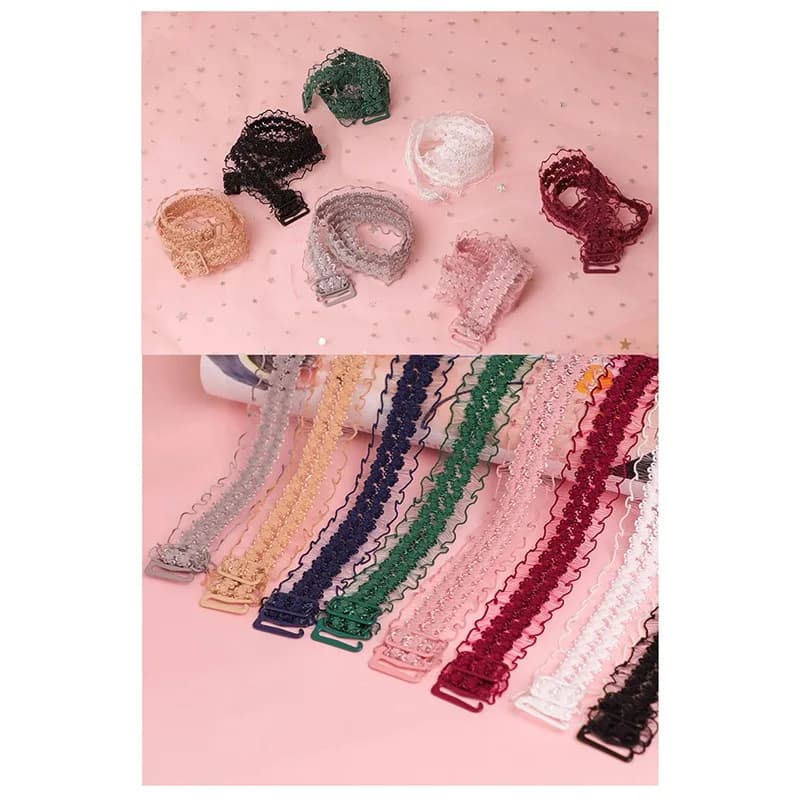 Spalline per biancheria intima in pizzo regolabili Spalline per donna Reggiseno elasticizzato elastico Accessori per spallacci con fiori scavati in rete antiscivolo