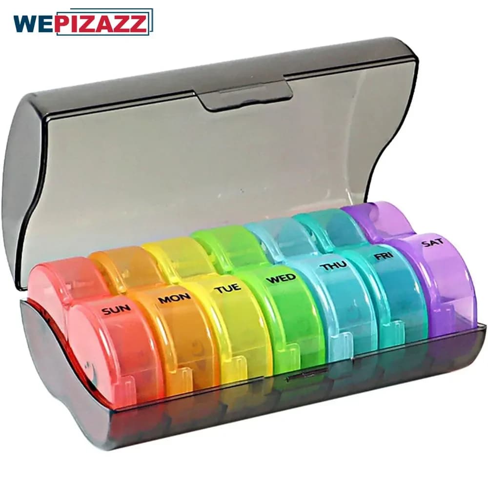 Weekly pill holder 2 times a day, 7-day pill holder Am Pm, portable bag for fish oils, vitamins, supplement