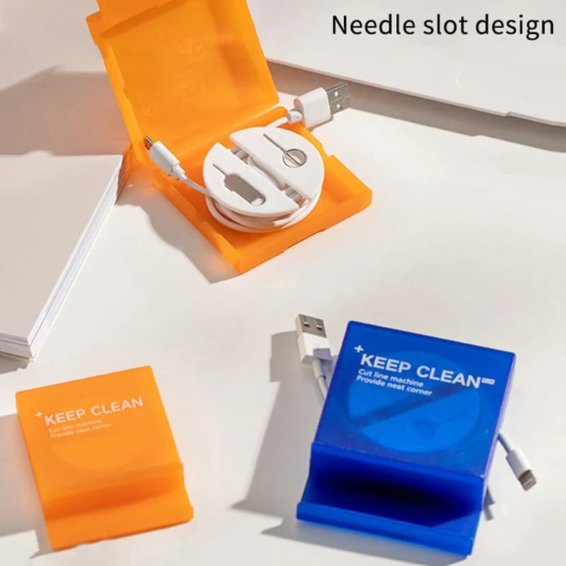 Nuovo Organizzatore Portatile Quadrato per Cavi, Gestione Cavi USB, Avvolgicavo Retrattile, Supporto per Telefono, Protezione e Conservazione per Cavi di Ricarica