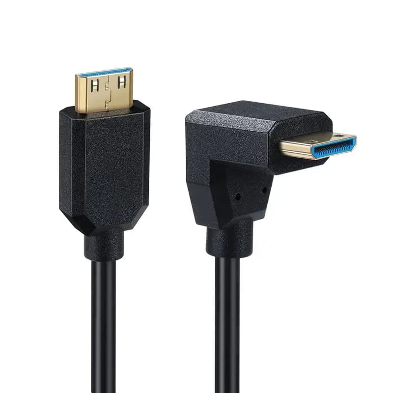 0.3m OD4.0mm 8K 60Hz Mini HDMI Compatible Male to Male 90° Elbow HDMI Compatible C Male to C Male Gold-Plated Extension Cable